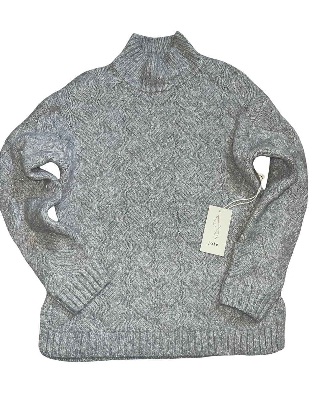 NWT Joie Grey Cable Knit Mock Neck Wool Blend Sweater size S